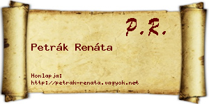Petrák Renáta névjegykártya